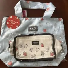 【新品未使用】KALDI 2026いちごバッグ　保冷バッグ　エコバッグ　食品なし