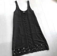 ピンクハウス ドット柄 透かしパッチワーク ポリ ジャンパースカート ワンピース