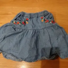 moujonjon 刺繍付きデニムスカート 100cm