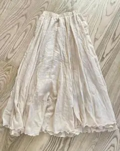 インド綿 コットン100％ フレアスカート ベージュ【新品】