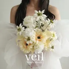 ウェディングブーケ　造花　ナチュラル　イエロー　黄色　結婚式　前撮り　　披露宴