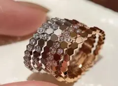 最高品質　s925ダイヤモンド　ローズゴールド　シルバー蜂の巣　リング　9号〜
