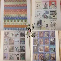 I,動物 女の子 ぬいぐるみシール 4枚セット