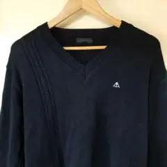 【美品】メンズ　スクールセーター　ネイビー Vネック セーター　学生　高校男子