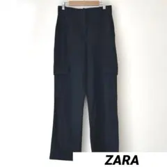 ザラ S ブラック ストレートカーゴパンツ レディース パンツ