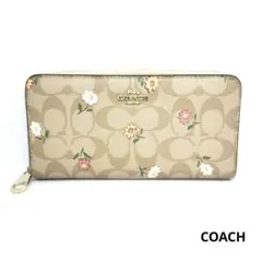 COACH 　コーチ　花柄　長財布　ベージュ