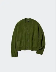 スフレヤーンショートカーディガン オリーブグリーン