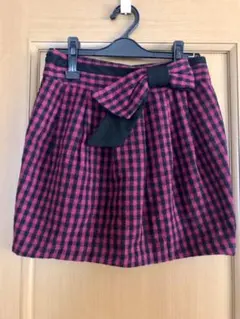 チェック柄スカート  ニット  ピンク  ブラック