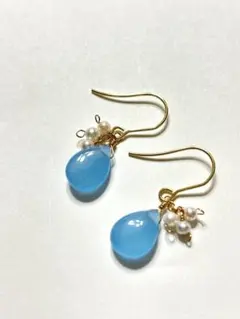 天然石 ラベンダーアメジスト マグネサイトターコイズ ピアス No.B149 