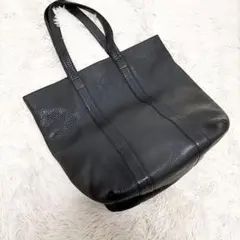 【★ポールスミス★】トートバッグ■レザーシボ革■A4収納可■型押しロゴ■ブラック