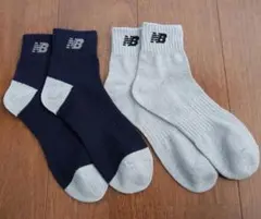 ニューバランス ショートソックス メンズ24-26cm2足セットグレー/ネイビー