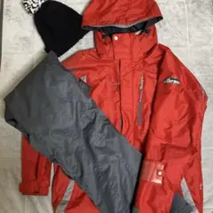 【美品】ellesse 赤 スキーウェア ニット帽付き