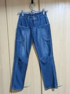デニムストレートパンツ ゴムウエストS