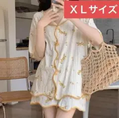 【在庫一掃セール】前あきパジャマ上下セット（XLサイズ）春夏秋ルームウェア