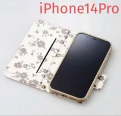 iPhone 14 Pro ソフトレザーケース 薄型 磁石付 フラワーズ