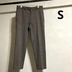 美品 ユニクロ スマートアンクルパンツ ジャージー・グレンチェック ブラウン S