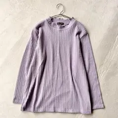 【トーキョービヨリ】メロウネックトップス（L）ケーブル編み リブ プルオーバー