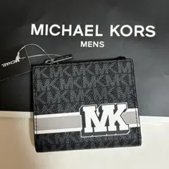 MICHAEL KORS 二つ折り財布 MKロゴ ネイビー 値下げしました - メルカリ