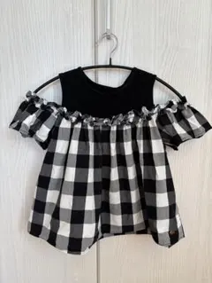 kate spade オフショルダー チェックシャツ 140