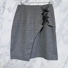 13184 EATMEレースアップタイトスカート チェック柄 M 地雷系 量産型
