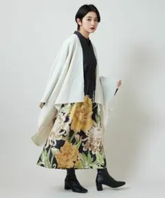花々羽織付きワンピース　2点セット　セットアップ　春　花束　着物風　袷