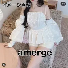 新品タグ付き　amerge. アメルジュ　リボンショルダー　ミニ　ワンピース amerge リボンショルダー ミニワンピース ブラック - メルカリ