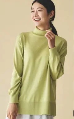 ケユカ　ハイネックニットチュニック　ライム