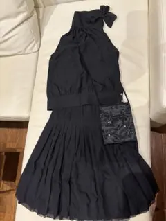 class ofuon シルク100%セットアップパーティードレスとサブバッグ