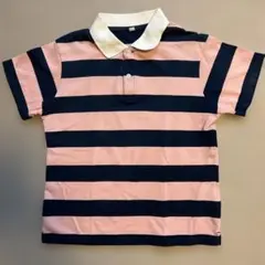 ストライプ ポロシャツ (ピンク/ネイビー)