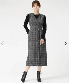 ミッシュマッシュ　2025秋冬新作 ツイードラップジャンスカ　ブラック　M