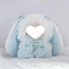 おすわり ぬい服 着ぐるみ たれみみうさぎ 水色　16cmのサムネイル
