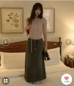 GIUNON ロウヘムデニムスカート ０サイズのサムネイル
