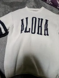 Alohaプリントホワイトニットセーター