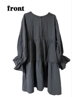 ブラックティアードシャツワンピース　長袖