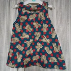 手作り。うさぎ柄 水玉模様 ノースリーブワンピース 95cm