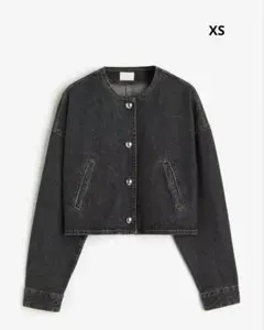 H&M　ブラック　ウォッシュアウト　オーバーサイズ　ノーカラージャケット　XSのサムネイル