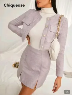 ツイード●セットアップ●スカート●ジャケット●パープル●紫●入学式入園式卒業卒園