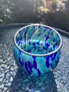 青と緑のガラス酒器