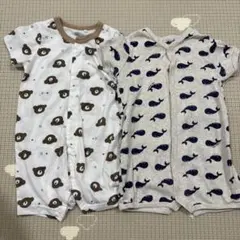 【プチバトー 他】半袖ロンパース　2点セット