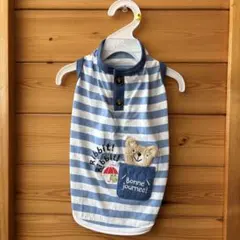 ［73］クマさんストライプ犬服ブルー4号