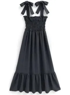 GRL ショルダーリボンシャーリングキャミソールワンピース