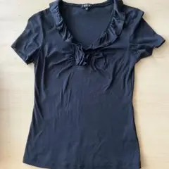 【INDIVI】フリルつき半袖カットソー