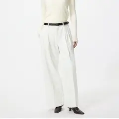 UNIQLO 스마트 와이드 스트레이트 팬츠 오프 화이트 L