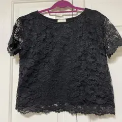 earth music&ecology ブラックレース半袖トップス　美品　夏服