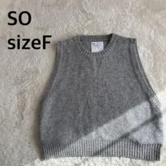 【美品】SOニットベストレディース グレー ウール