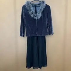 ファー付きダークグレー パーティードレスセット