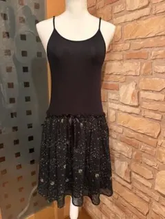 スカラー ScoLar キャミワンピース シフォン Mサイズ 黒 ブラックのサムネイル