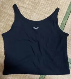 GU コットンブレンド クロップドタンクトップ XL 黒