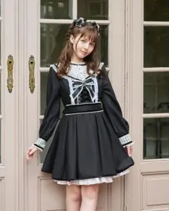 リズリサ ハウンドトゥースチュールセーラーワンピース ブラック LIZLISA
