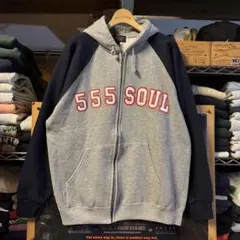 00s Y2K 555SOUL 極太 ワイドシルエット スウェットパーカー XLのサムネイル